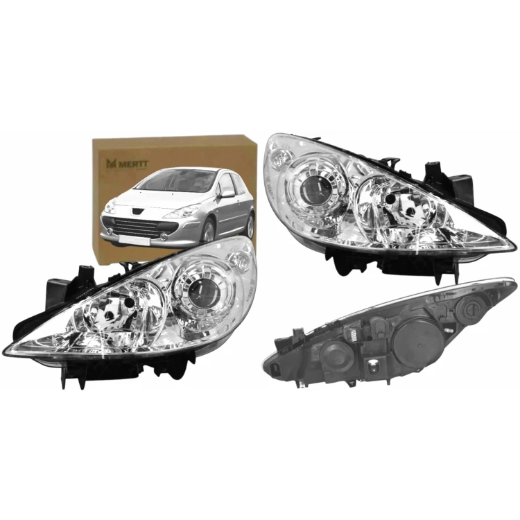 PEUGEOT 307 2005-2009 REFLEKTOR LAMPA PRZEDNIA PRAWA LEWA + SILNIK KOMPLET
