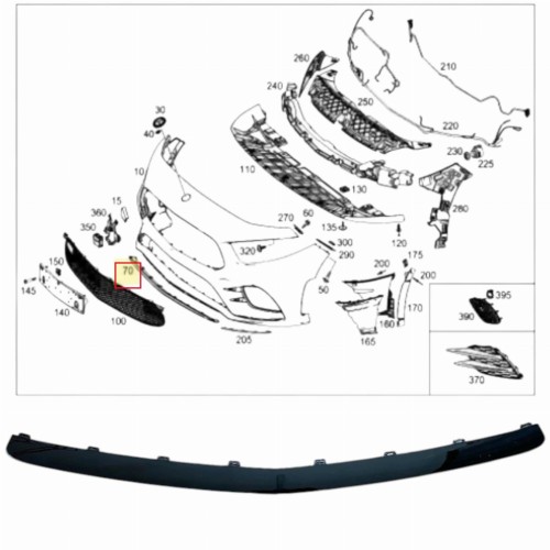 Listwa zderzaka chrom MERCEDES A W177 B W247 CLA W118 AMG czarny połysk