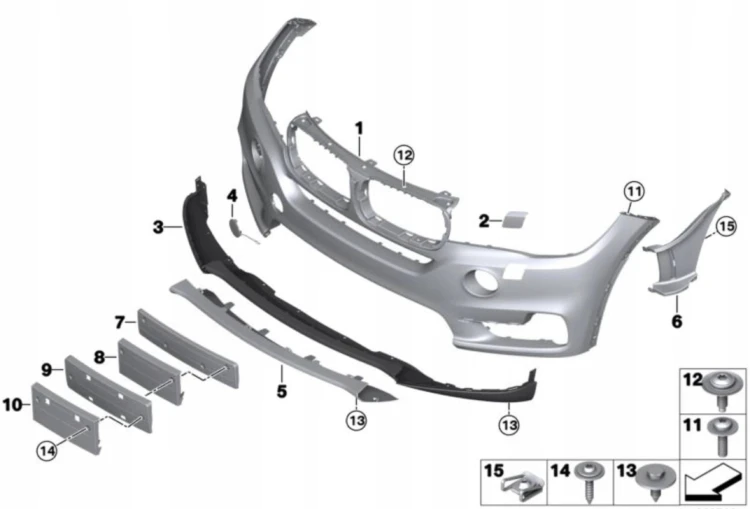 BMW X5 F15 2013-2018 WLOT ZDERZAKA BŁOTNIKA PRAWY kanał 51117303112