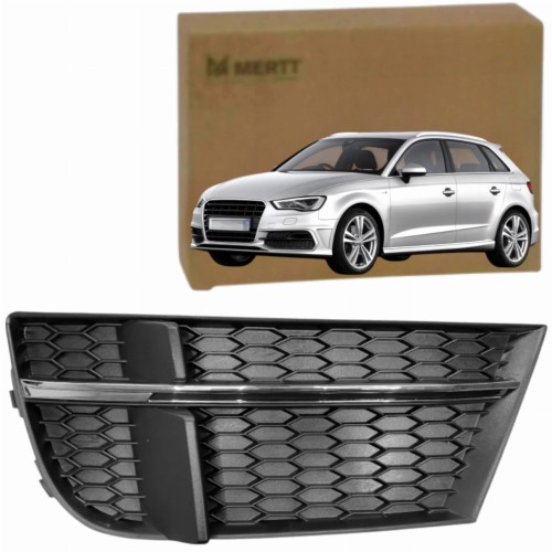 KRATKA PRAWA atrapa zderzaka CZARNA zaślepka AUDI A3 8V 16-20 lift S-LINE