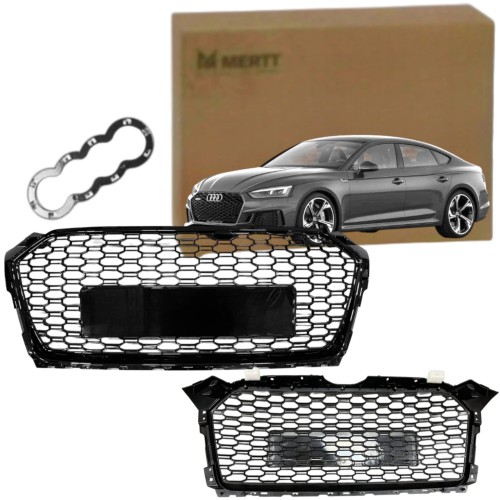 ATRAPA CHŁODNICY GRILL RS LOOK PRZÓD CZARNA PLASTER MIODU AUDI A5 2016-2020
