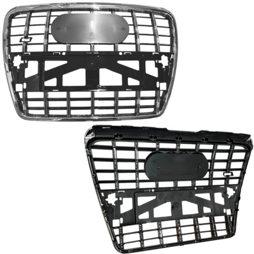 ATRAPA CHŁODNICY GRILL KRATKA CZARNY POŁYSK RAMA CHROM AUDI A6 C6 2004-2011
