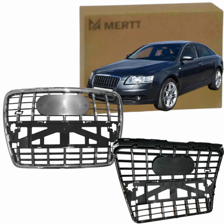 AUDI A6 C6 2004-2011 ATRAPA CHŁODNICY GRILL KRATKA CZARNY POŁYSK RAMA CHROM