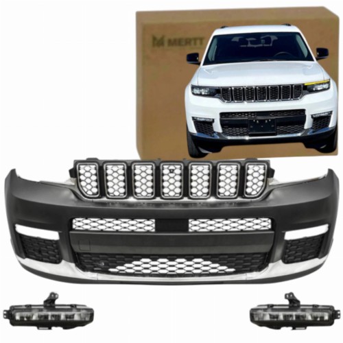JEEP GRAND CHEROKEE WL 2021- ZDERZAK PRZEDNI KOMPLETNY bez PDC + HALOGENY L