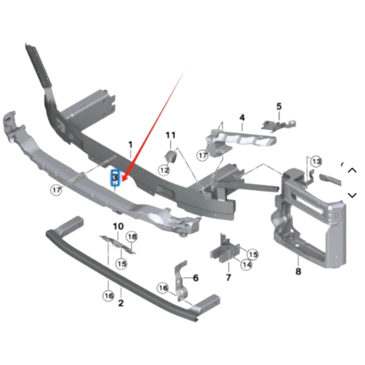 BMW G05 2018- M PAKIET ABSORBER odbojnik ZDERZAKA PRZEDNIEGO 51118069212