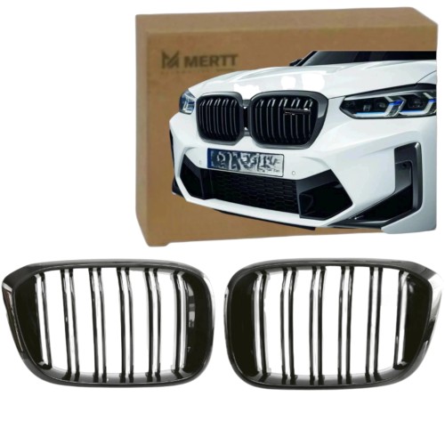BMW X3 G01 X4 G02 Nerki Grill Atrapa chłodnicy przedni Czarny Połysk 2szt