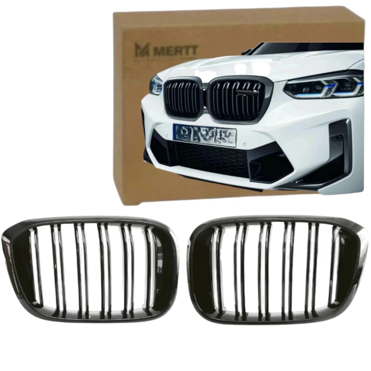 BMW X3 G01 X4 G02 Nerki Grill Atrapa chłodnicy przedni Czarny Połysk 2szt