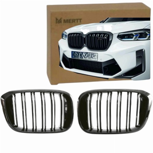 Nerki Grill Atrapa chłodnicy przedni Czarny Połysk 2szt BMW X3 G01 X4 G02