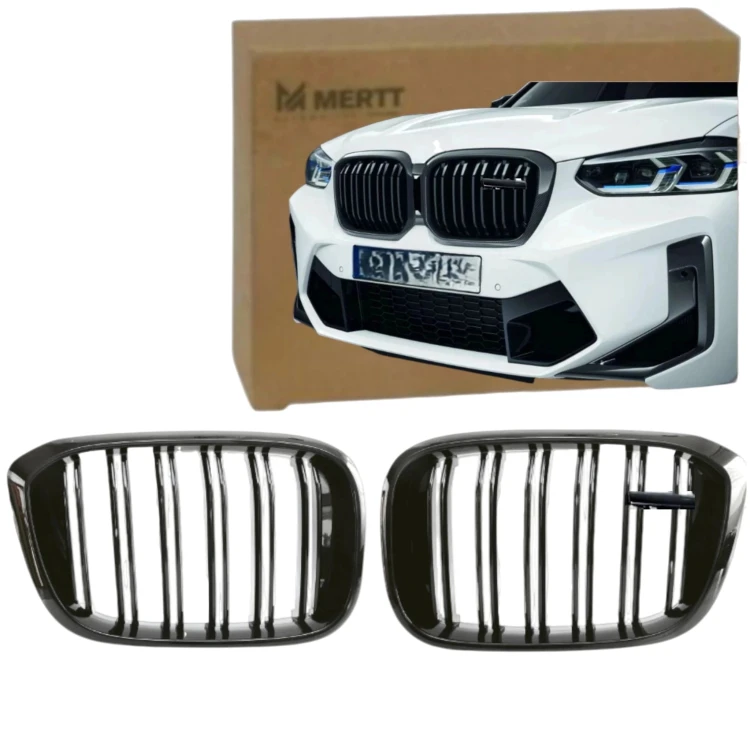 BMW X3 G01 X4 G02 Atrapa Nerki Grill chłodnicy przedni Czarny Połysk 2szt