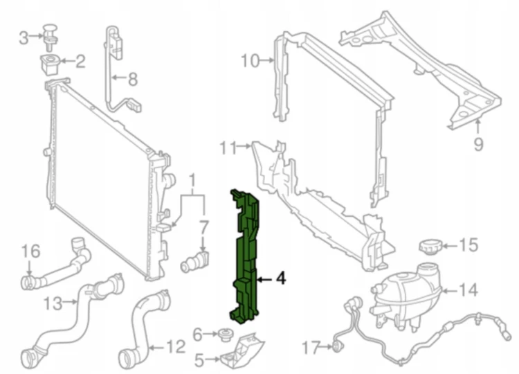 RAMKA OBUDOWA CHŁODNIC MOCOWANIE LEWA A0995042118 MERCEDES C 205 W205 14-21