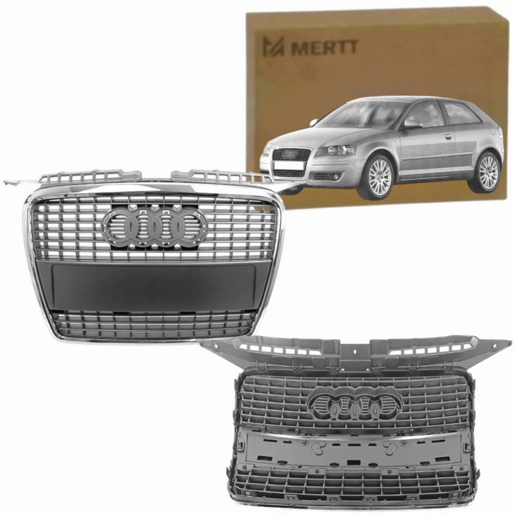 AUDI A3 8P 2005-2008 ATRAPA GRILL CHROM PRZÓD 8P4853651A SREBRNA POŁYSK
