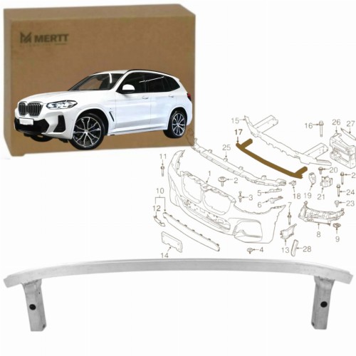 BELKA DOLNA wzmocnienie PRZÓD ALUMINIUM BMW X3 X4 G01 G02 2017- 51117399912