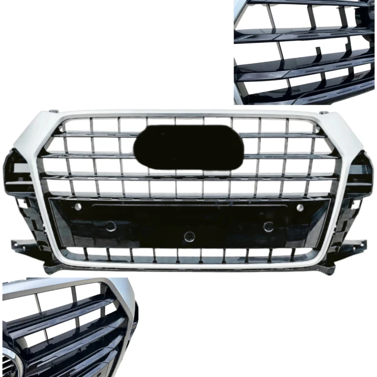 ATRAPA PRZEDNIA GRILL SREBRNA ŚRODKOWA Z RAMKĄ CHROM AUDI Q3 2015-2018