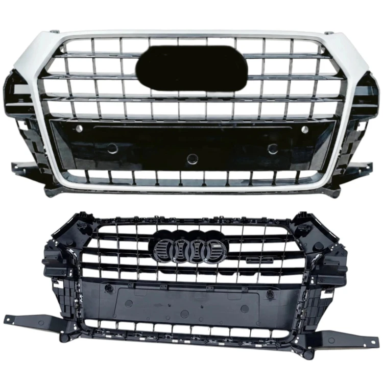 ATRAPA PRZEDNIA GRILL SREBRNA ŚRODKOWA Z RAMKĄ CHROM AUDI Q3 2015-2018
