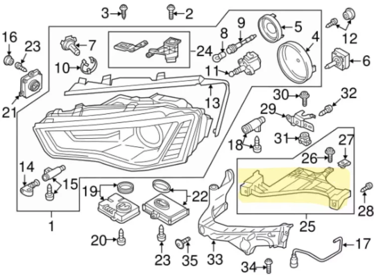 AUDI A4 B8 A5 8T LIFT 11-15 ŚLIZG PRAWY uchwyt mocowanie lampy reflektora