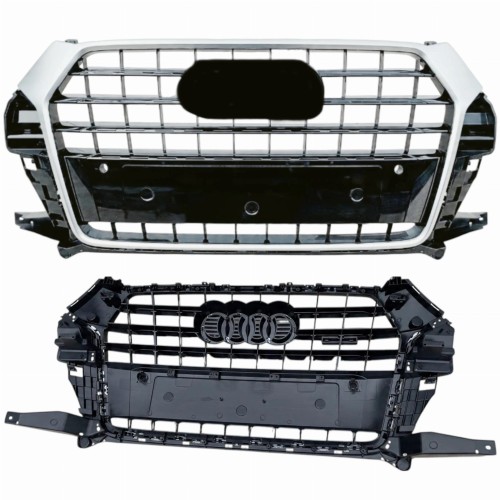 AUDI Q3 2015-2018 ATRAPA PRZEDNIA GRILL SREBRNA ŚRODKOWA Z RAMKĄ CHROM