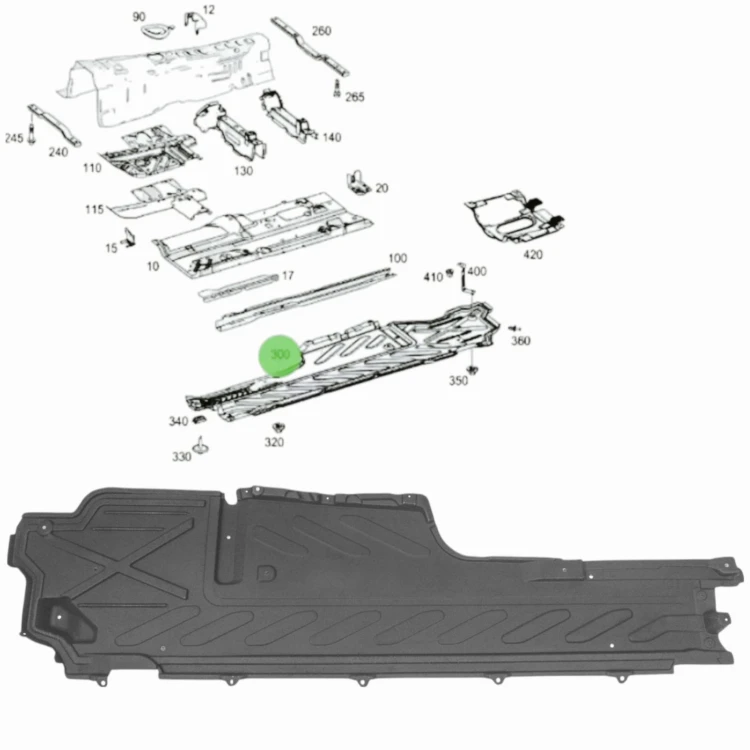 MERCEDES GLC X253 C253 2015-2019 OSŁONA płyta PODWOZIA PRAWA A2536800207