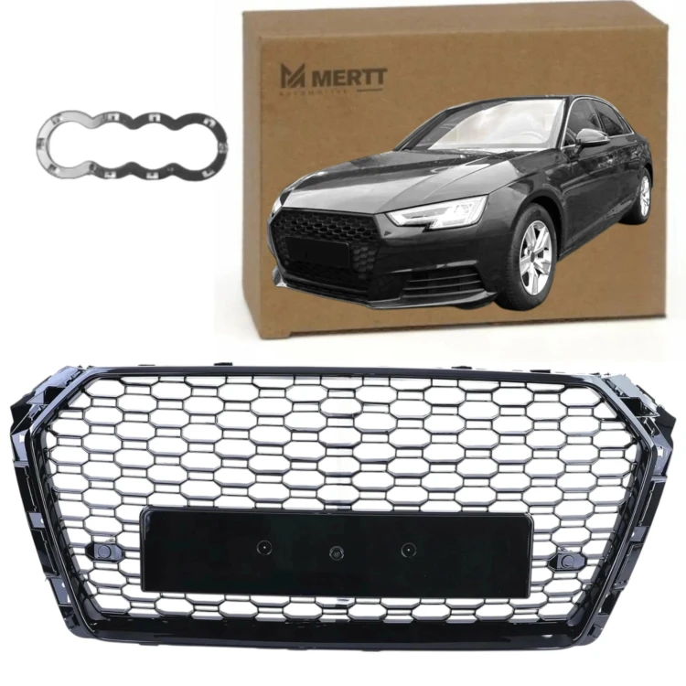Atrapa zderzaka grill AUDI A4 B9 15-19r RS LOOK BLACK PDC PLASTER MIODU