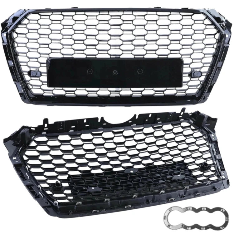 Atrapa zderzaka grill AUDI A4 B9 15-19r RS LOOK BLACK PDC PLASTER MIODU