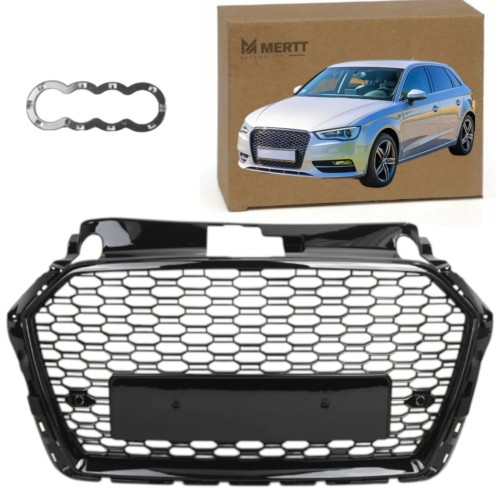Atrapa zderzaka grill AUDI A3 8V Lift 16-20R RS LOOK PDC CZARNY POŁYSK
