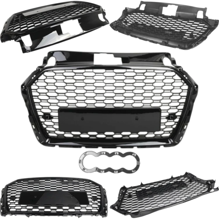 Atrapa zderzaka grill AUDI A3 8V Lift 16-20R RS LOOK PDC CZARNY POŁYSK