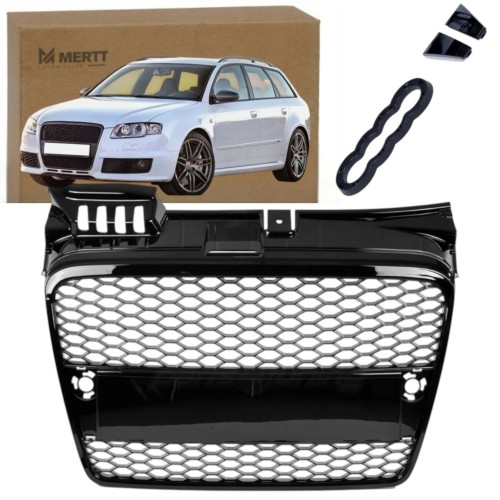 AUDI A4 B7 04- ATRAPA GRILL CHŁODNICY PLASTER MIODU CZARNY POŁYSK TUNING