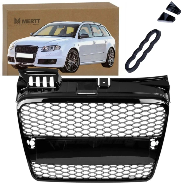 AUDI A4 B7 04- ATRAPA GRILL CHŁODNICY PLASTER MIODU CZARNY POŁYSK TUNING