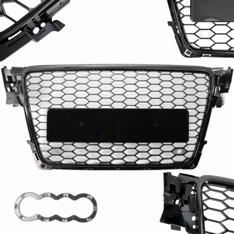 Atrapa zderzaka grill AUDI A4 B8 LIFT 11-16R plaster miodu CZARNY POŁYSK