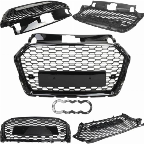 AUDI A3 8V 2016-2020 ATRAPA GRILL PRZÓD RS look PLASTER MIODU czarny połysk