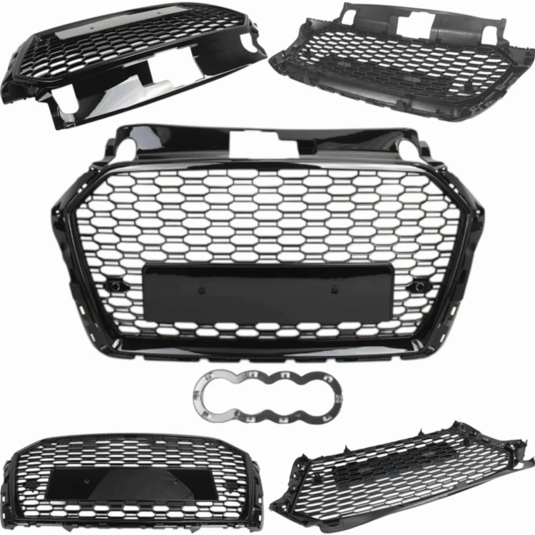 AUDI A3 8V 2016-2020 ATRAPA GRILL PRZÓD RS look PLASTER MIODU czarny połysk