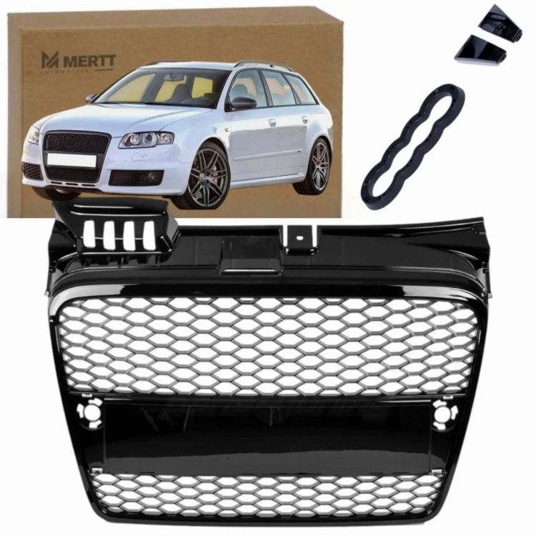 Atrapa zderzaka grill AUDI A4 B7 04-07 plaster miodu CZARNY POŁYSK RS LOOK