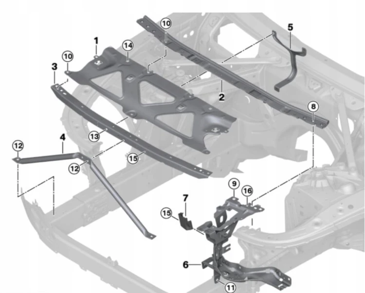 BMW 6 G32 7 G11 G12 WZMOCNIENIE CZOŁOWE pas górny osłona blacha 51647357207