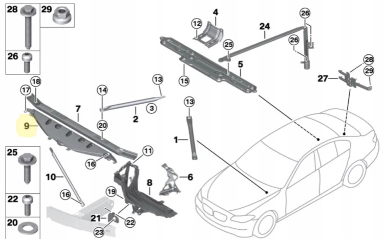 PAS PRZEDNI WZMOCNIENIE CZOŁOWE BELKA BMW 5 F10 F11 F06 F12 51647200689