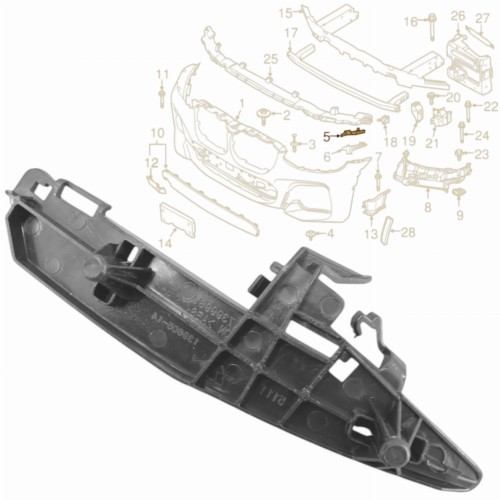ŚLIZG ZDERZAKA GÓRNY UCHWYT MOCOWANIE PRAWE BMW X3 G01 X4 G02 51117399982
