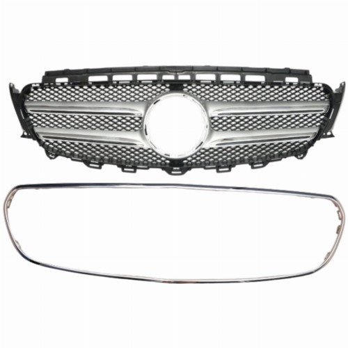 satynowa GRILL atrapa zderzaka chrom owal podstawa MERCEDES E W213 S213