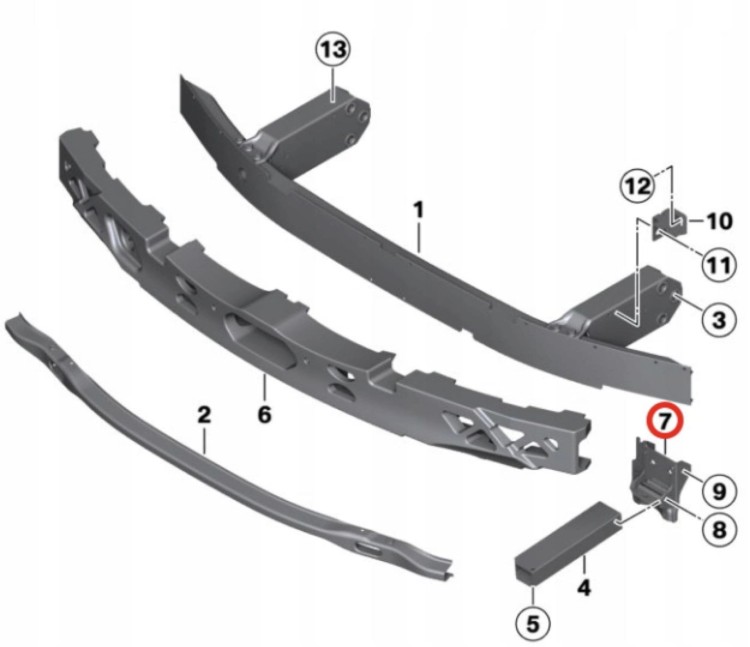 UCHWYT BELKI PRAWY – BMW 5 F10 F11 - 51117186514
