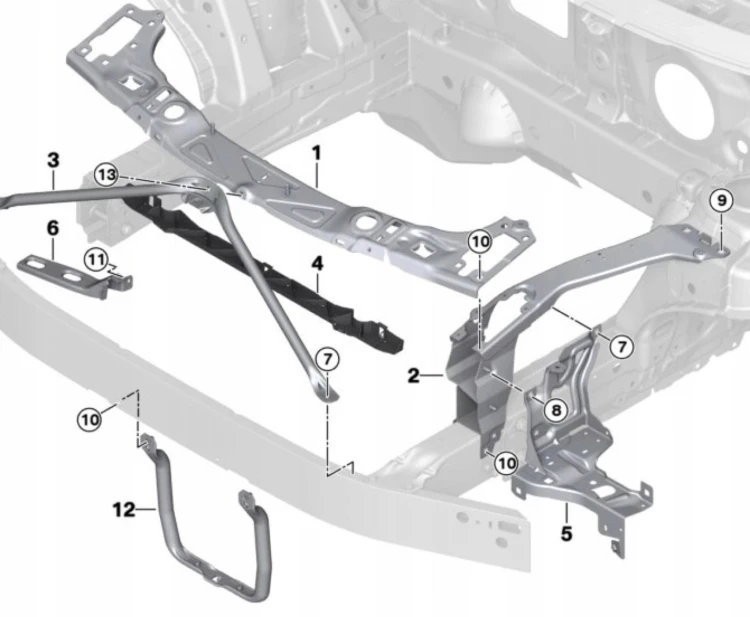 Wspornik V pas przedni wzmocnienie BMW F48 F39 F45 F46 51647434549