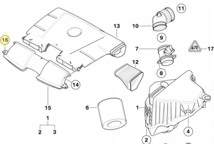 BMW 3 E90 E84 E91 E92 WLOT DOLOT POWIETRZA kanał tunel ssący 13717541738