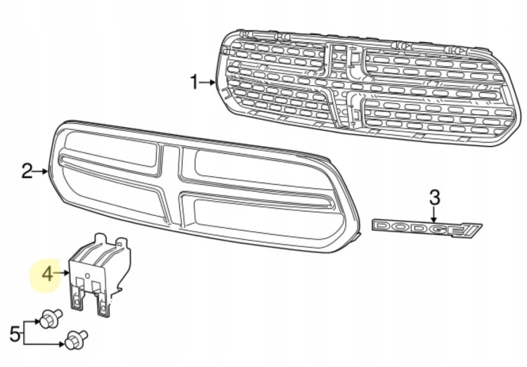 MOCOWANIE GRILLA wspornik atrapy 68227833AA DODGE DURANGO 2014-2023