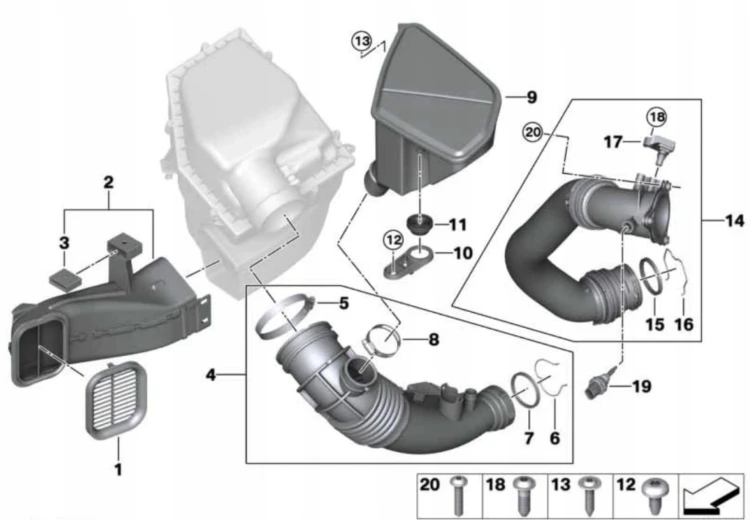 RURA POWIETRZA wlot do filtra BMW X3 G01 X4 G02 5 G30 G31 6 G32 7 G11 G12