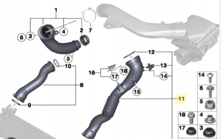 RURA wąż turbo intercoolera BMW F20 F30 F34 F32 F34 X3 F25 X4 F26 35i N55