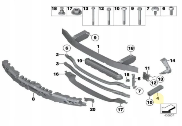 STREFA ZGNIOTU wspornik lewa BMW F10 F11 F07 GT