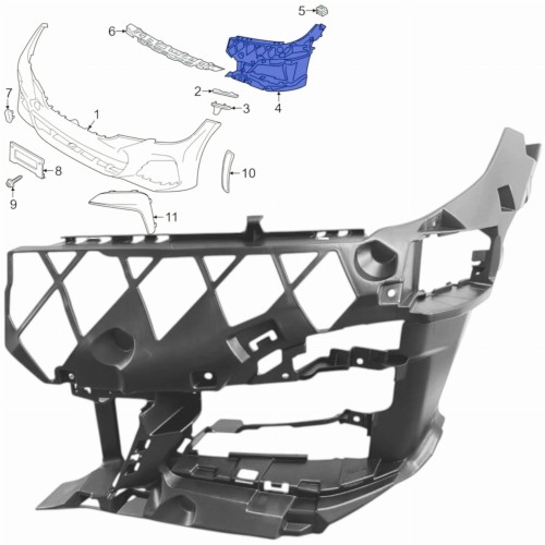 BMW 3 G20 G21 2019- M PAKIET MOCOWANIE ŚLIZG ZDERZAKA PRZEDNIEGO UCHWYT