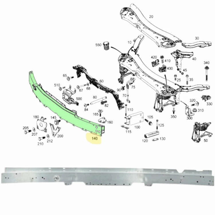MERCEDES W213 W253 2015- BELKA WZMOCNIENIE ZDERZAK PRZEDNI A2136201700