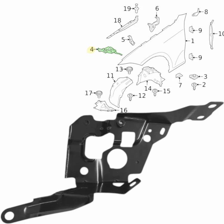 WSPORNIK mocowanie błotnika PRAWE ślizg BMW 3 G20 G21 17+ 41008494438