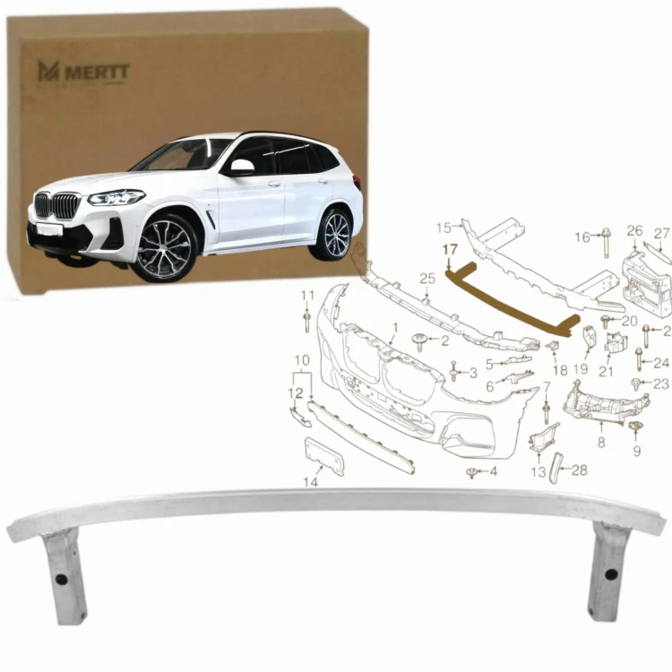 BELKA DOLNA wzmocnienie PRZÓD ALUMINIUM BMW X3 X4 G01 G02 2017- 51117399912