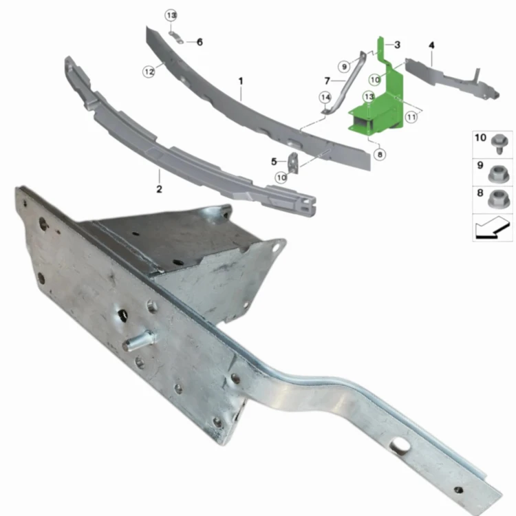 PRAWA STERFA zgniotu wzmocnienie belki BMW X5 F15 X6 F16 51647294508
