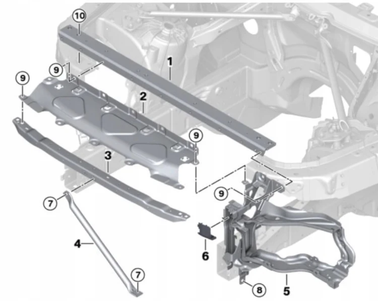 OKULAR lampy LEWY wspornik pas przedni wzmocnienie BMW X7 G07 XM G09 23+