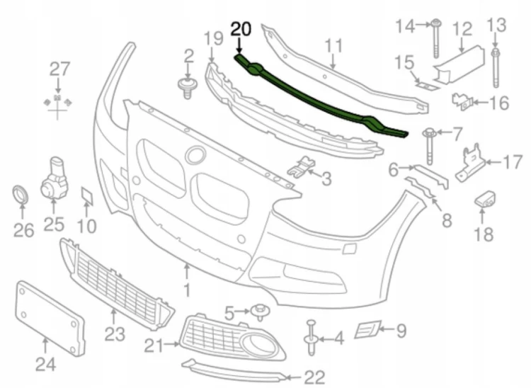 BELKA DOLNA wspornik zderzaka dolny BMW 1 F20 F21 2 F22 F23 M Pakiet