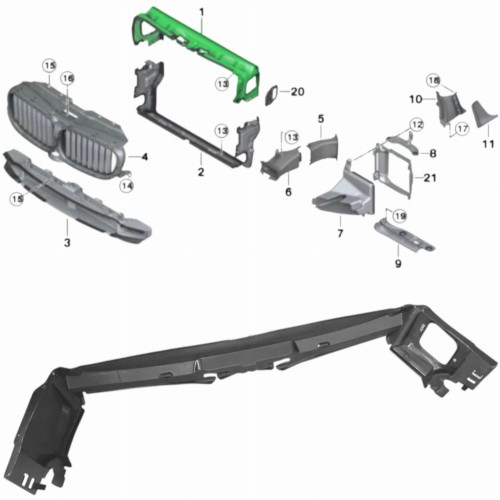 WLOT GÓRNY KIEROWNICA POWIETRZA PAS PRZÓD 51747383845 BMW 5 G30 G31 2017-